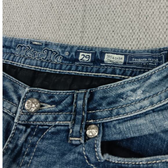 Miss Me Western Jeans Womens 29 30X31 Blue Fade Boot Flare Bling Embroidered - Picture 7 of 16